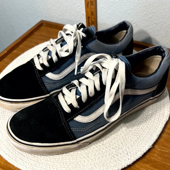 VANS Navy and Other Blues Old Skool Suede & Canvas Shoes Men's SZ 11 - Picture 4 of 9